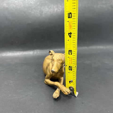Vintage Cast Metal Whippet Greyhound Dog Figurine Statue 5.5" Brass Tone