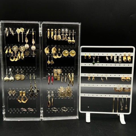 Vintage to Modern Costume Jewelry Earring Lot Mix Pairs Hoops Dangles Rhinestone