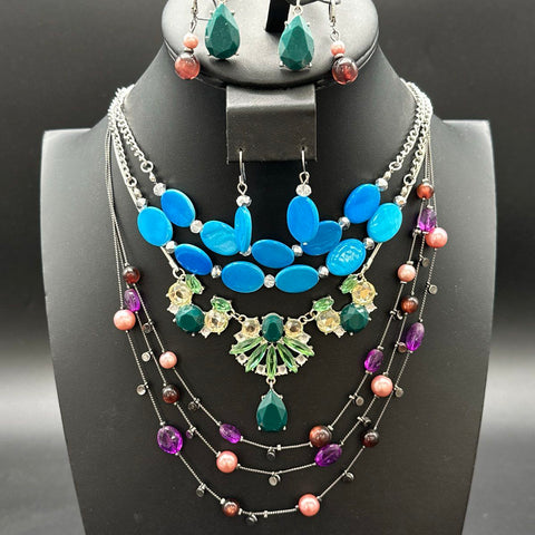 Costume Jewelry Lot 9 Matching Sets Necklaces Earrings Brooch Bracelet