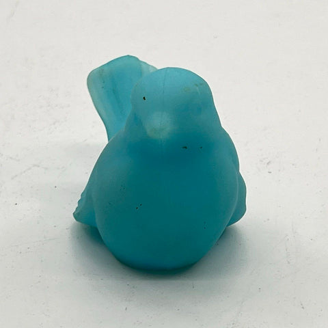 Bluebird Figurine Blue Satin Matte Art Glass Unmarked Vintage 4 Inch