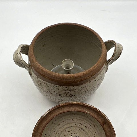 Vintage Studio Pottery Ceramic Steam Funnel Pot Speckled Stoneware Lidded