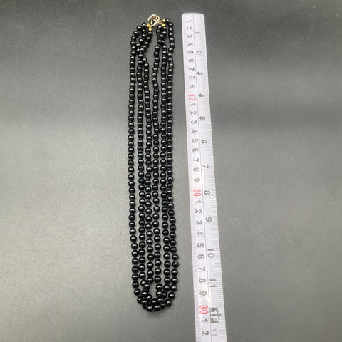 Vintage Lot West Germany Black Glass Faceted Bead Necklaces & Bracelet Set of 7