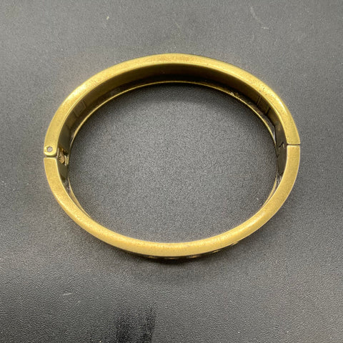 Heidi Daus Bronze Tone Multi-Color Crystal Hinged Bangle Bracelet Art Deco 7"