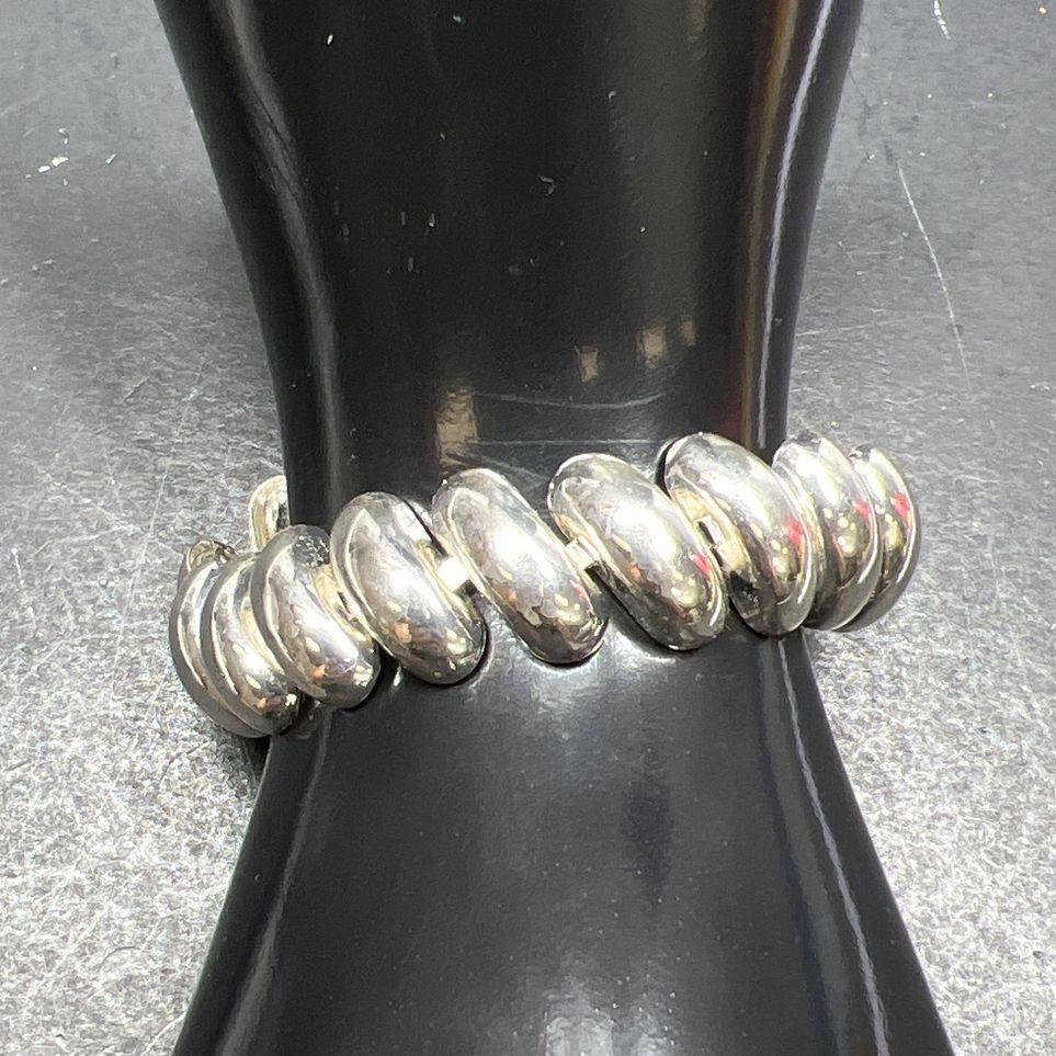 Vintage Napier Macaroni Link Silver tone Bracelet 28.19g