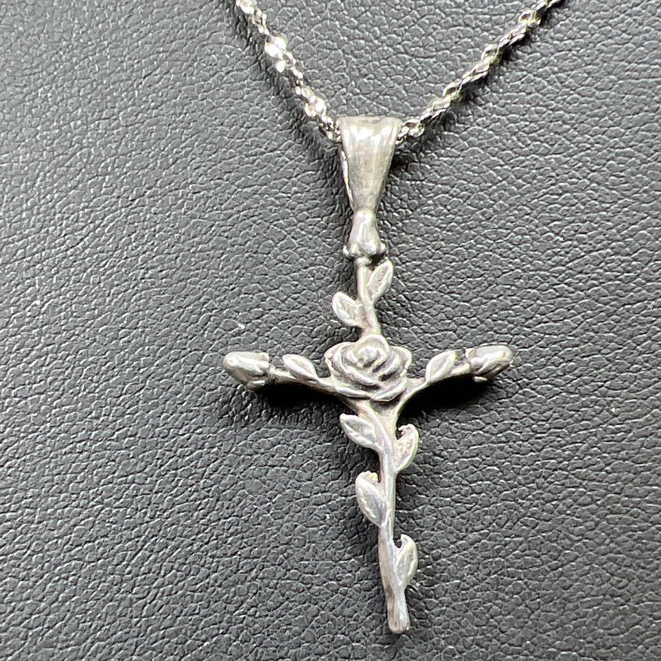 2 Sterling Silver Cross Necklaces 11g