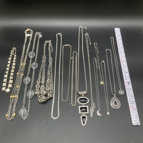 White House Black Market Lori Goldstein LOGO Silver Tone Necklace Lot of 13