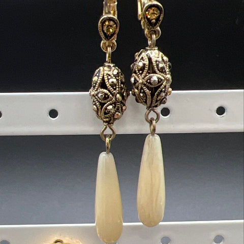 Vintage Earrings Jewelry Lot 4 Pairs Pierced Clip-On Faux Pearl Rhinestone Drop