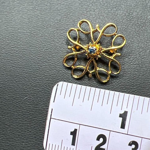 Sterling Silver Blue Stone Pin Brooch 1.94g