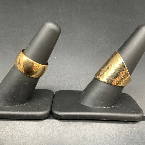Park Lane Gold Tone Rings Lot of 2 Hammered & Domed Costume Jewelry Sizes 6.5 8