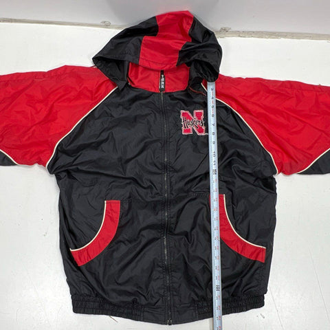 Vintage 90s Tank Nebraska Huskers Embroidered Hooded Windbreaker Jacket Sz L