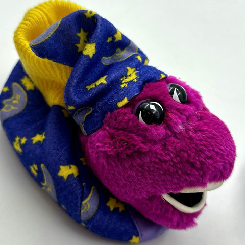 Vintage 1995 The Lyons Group Bedtime with Barney Character Slippers Size 3-4
