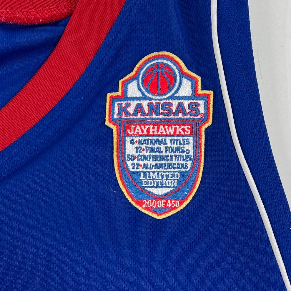 Vintage Y2K Adidas Kansas Jayhawks Blue Limited Edition #15 Jersey Mens L