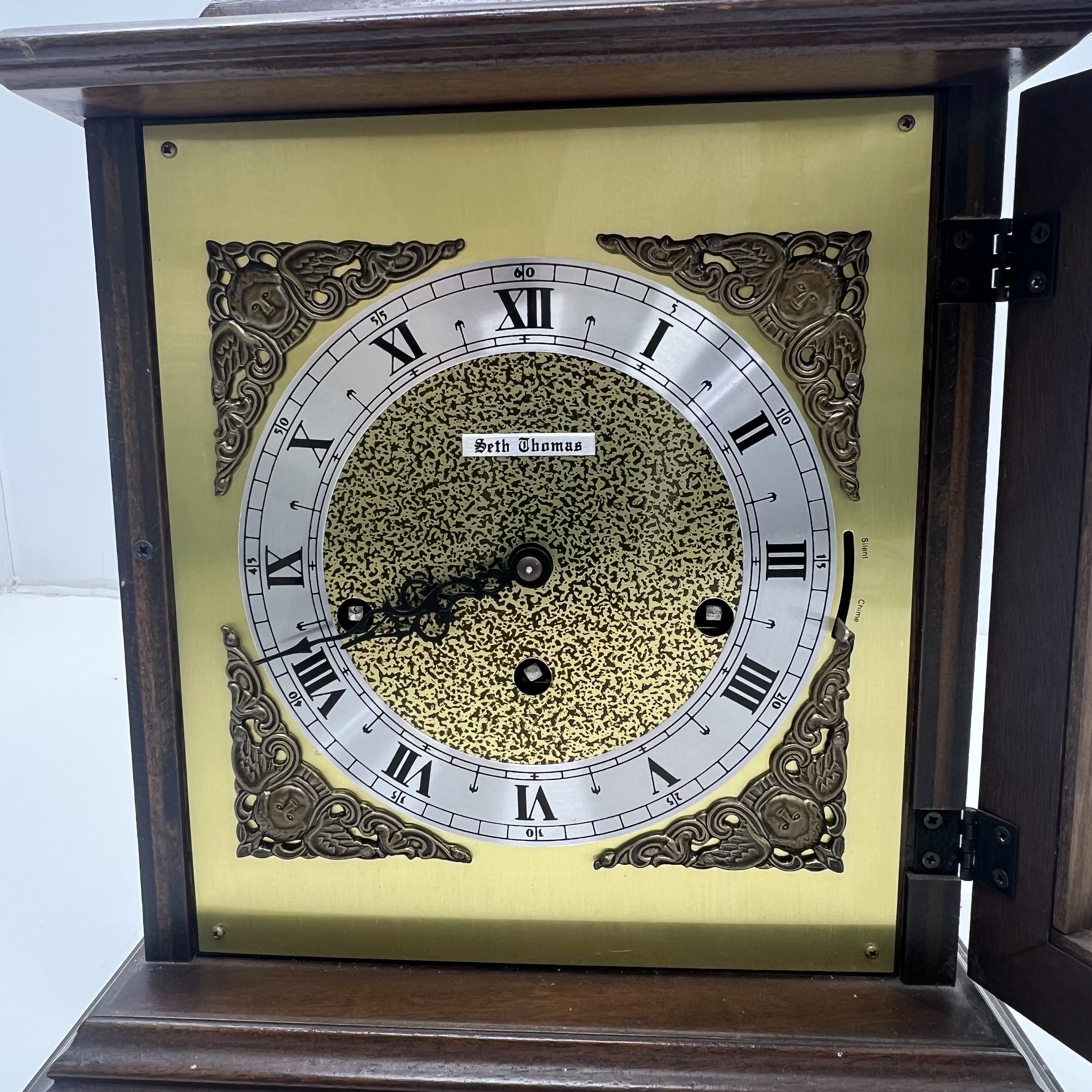 Seth Thomas Legacy 3W Mantle Clock Brown Westminster Chime Model 1314-000