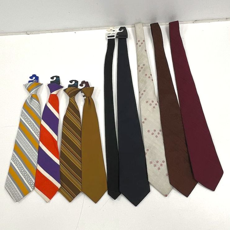 Lot of 9 Vintage 70s Mens Neck Tie Sulka Sears Striped Paisley Silk Polyester
