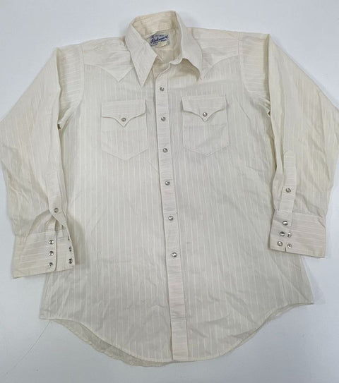 Vintage 70s/80s Lot of 2 Western Pearl Snap Shirts Big Smith Tru-West Sz L