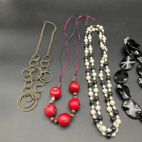 Beaded Statement Necklace Jewelry Lot of 8 Boho Retro Bib Pendant Styles