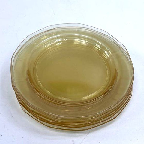 Federal Glass Patrician Spoke 6 Piece Dinner Plate Set 8 Inch Amber Depression
