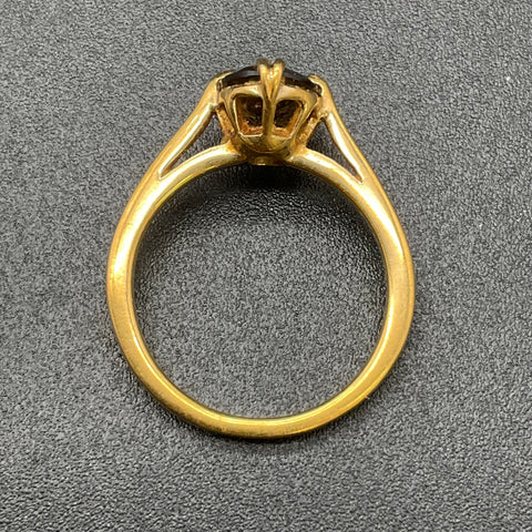 Vintage Avon 18K HGE Brown Faceted Faux Smoky Quartz Solitaire Ring Size 7