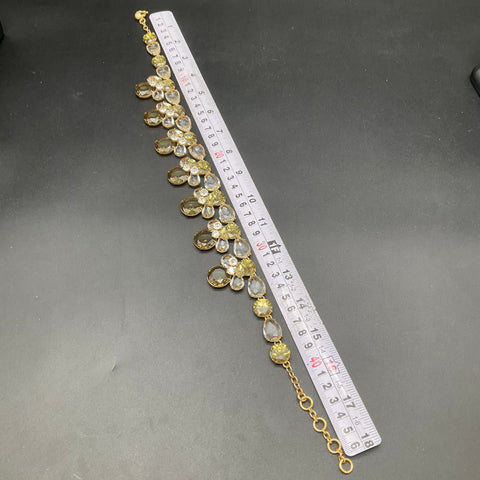 J. Crew Crystal Statement Necklace Gold Tone Yellow Clear Cluster Signed 18"