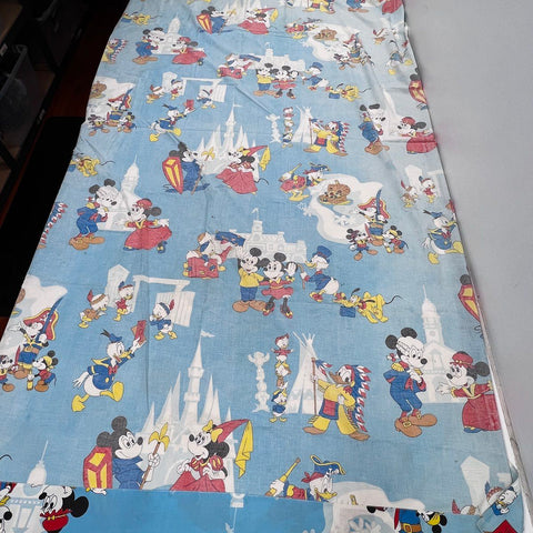 Vintage Disney Sheet Set Mickey Mouse Donald Duck Twin Fitted Flat Muslin 2pc