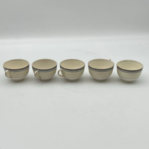 Johnson Brothers England Ceramic Tea Cup Lot 5 Pieces Geometric Gold Trim