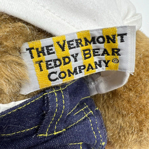 Vermont Teddy Bear Co Love Tattoo Plush Brown Bear Denim Jeans Embroidered Heart