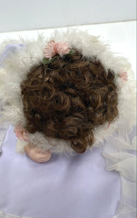 Goldenvale Artists Porcelain Angel Doll 2000 Purple Outfit Wings 16" Pillow