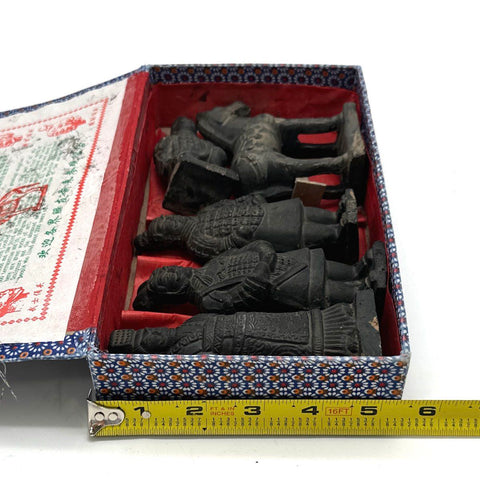 Vintage Chinese Terracotta Warriors & Horse 5-Piece Boxed Replica Set Xi'an