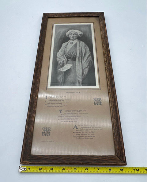 James Lee Mother Mine Poem Portrait Print 21x9.5 Vintage 1912 Framed Art