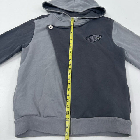 Game of Thrones Men's House Stark Asymmetric Zip Hoodie Gray Quilted Size M