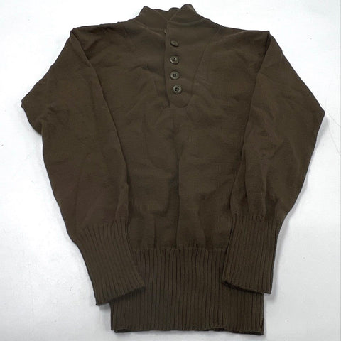 DSCP Men's US Military Brown Wool 5 Button Ribbed Mock Neck Sweater Sz M