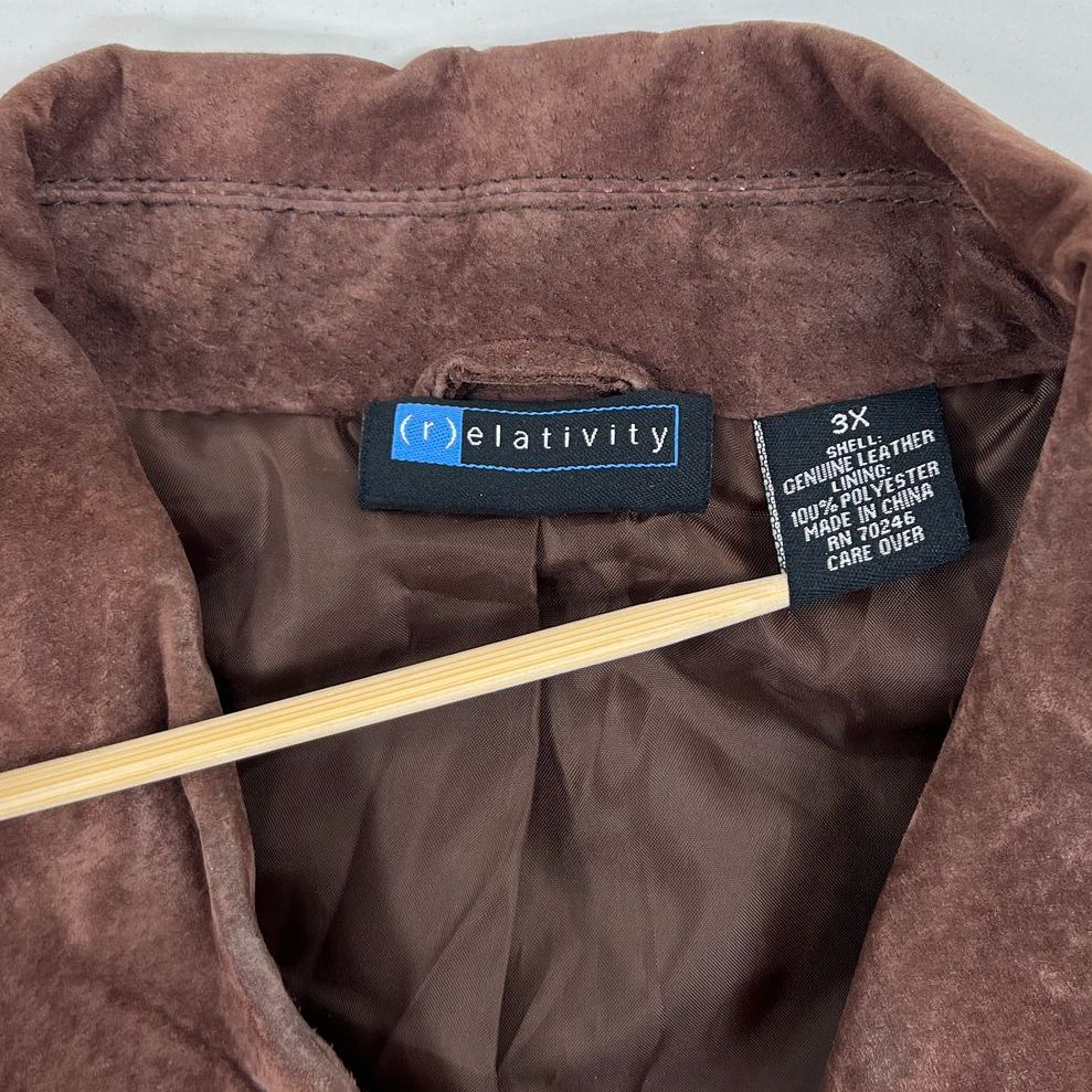 Vintage Relativity Brown Genuine Suede Leather Jacket Women's Plus 3X