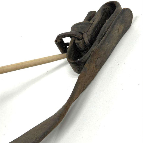 Vintage Antique Rustic Metal Farm Cowbell with Leather Strap Large Black