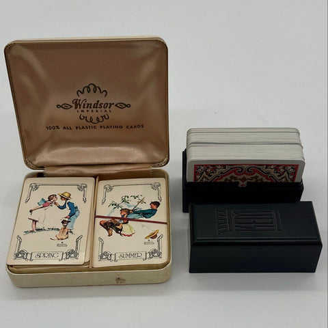 Playing Cards Lot Windsor Imperial Norman Rockwell Plastic & KEM Vintage