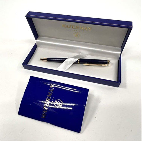 Waterman Paris Ballpoint Pen Blue Gold Trim Personalized JDC Original Box