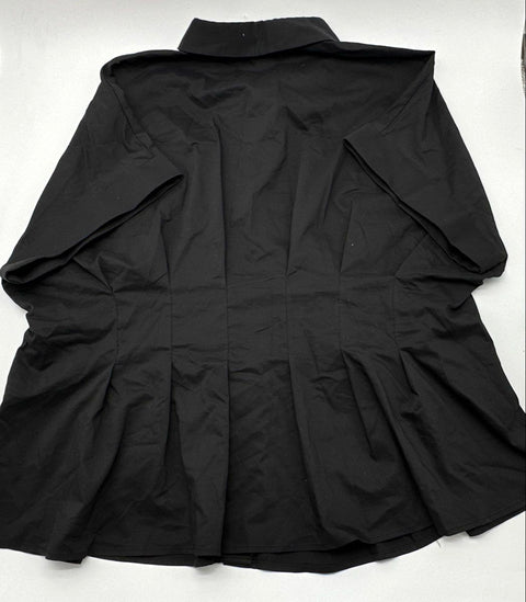 Exquise Women's Black Azariah Shirt Double Buckle Belted Peplum NWT Sz 3X
