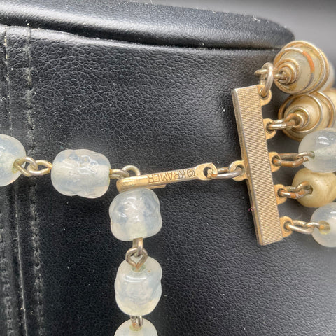 Vintage Kramer Gold Tone Multi-Strand Faux Baroque Pearl Glass Bead Necklace