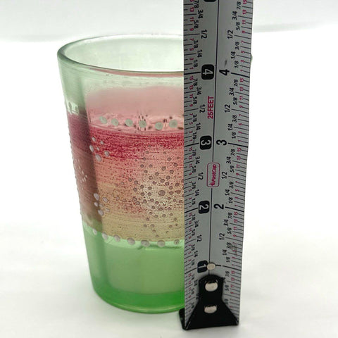 Art Glass Tumbler Green Pink Moroccan Style Hand Painted Dot Pattern 4 Inch