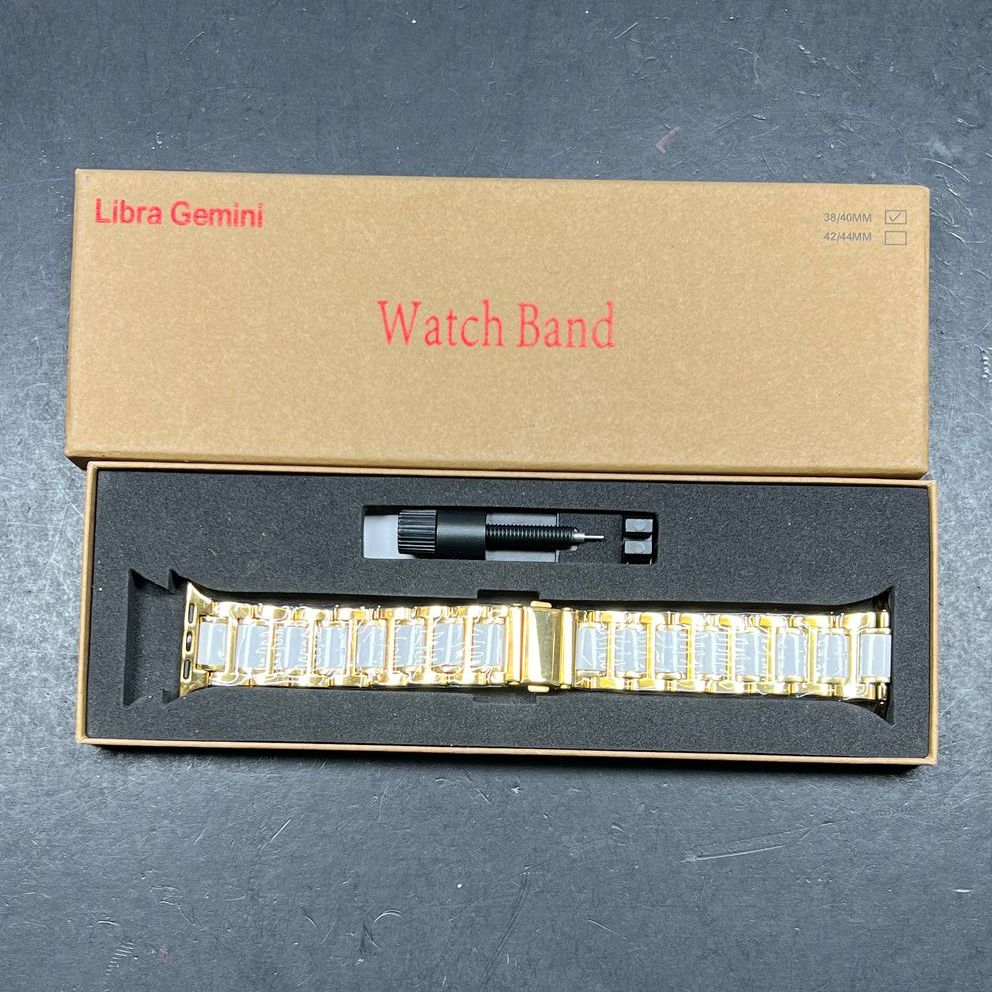 IOP Gold Tone White Watch Band Smart Watch Stainless Steel 38/40MM