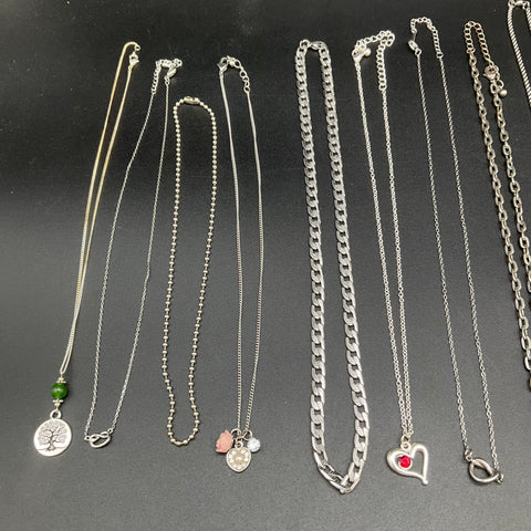 Vintage to Modern Costume Jewelry Lot of 18 Necklaces Silver Gold Tone Pendants