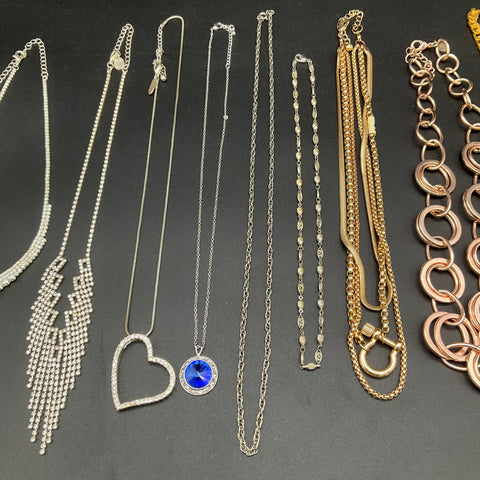 Fashion Jewelry Lot 12 Necklaces Gold Silver Tone Statement Heart Butterfly