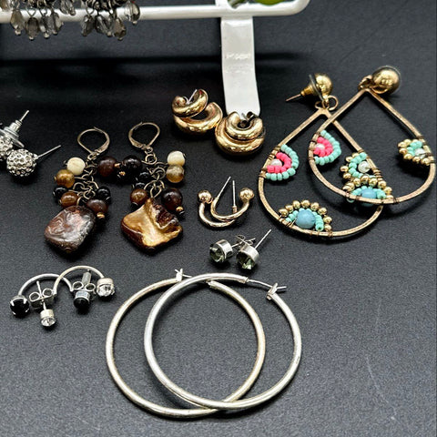 Wearable Jewelry Lot 35+ Pairs Earrings Hoops Dangles Studs Boho Retro Styles