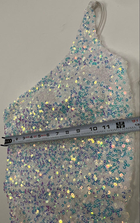 Windsor Women's Iridescent One Shoulder Sequin Slit Formal Gown NWT Sz S