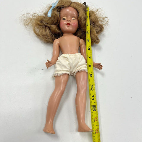 Vintage Hard Plastic Doll Blonde Hair Sleep Eyes 1950s Mid Century