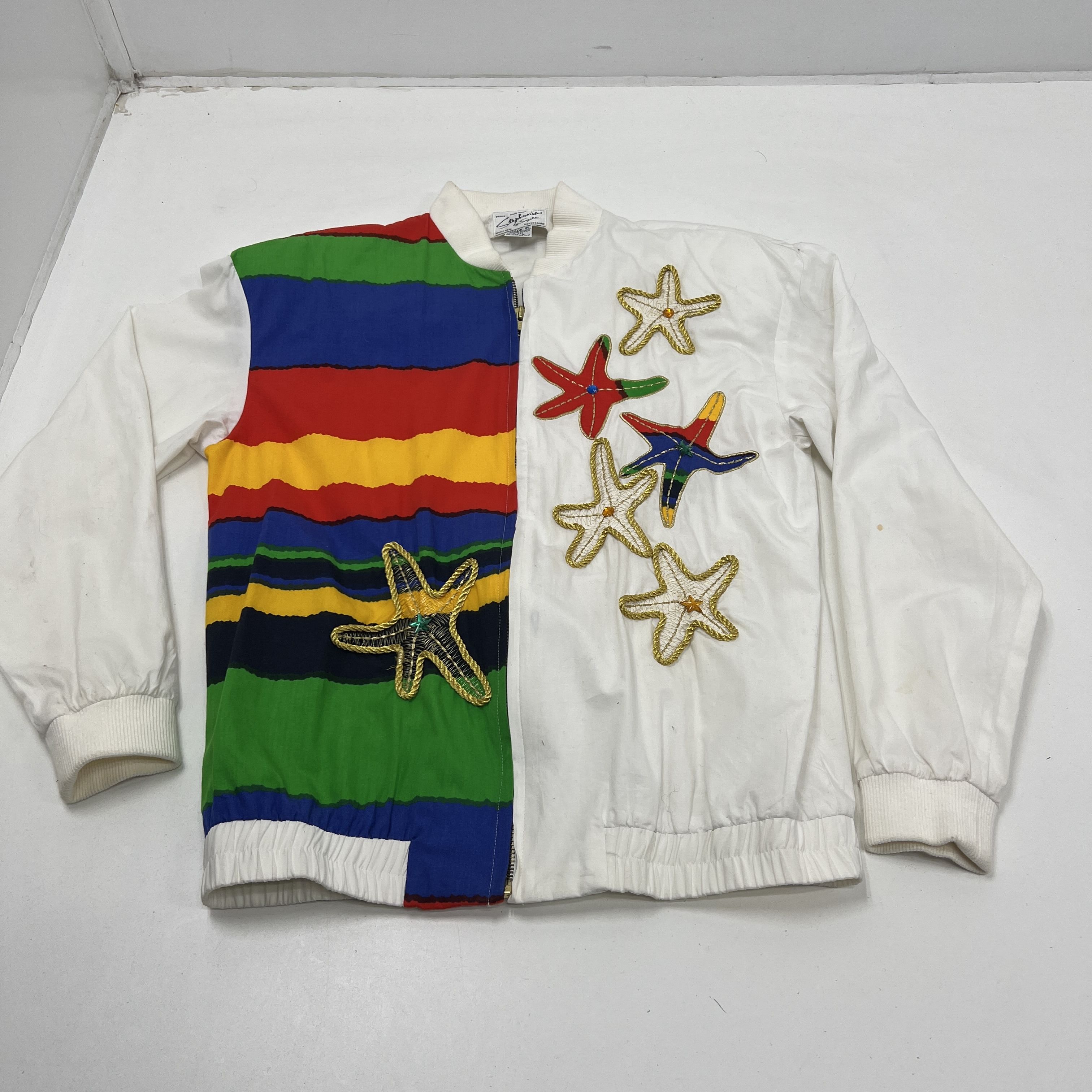 Vintage Stephanie By Suzelle Bright Nautical Theme Starfish Jacket Women's Sz S