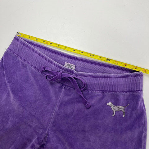Vintage Y2K VS PINK Women's Purple Velour Wide Leg Flare Lounge Pants M