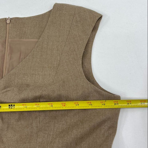 Talbots NWT Women's Tan Wool Blend Belted Pleated A-Line Dress Size 16P