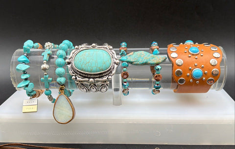 Southwestern Turquoise Tone Costume Jewelry Lot Necklaces Bracelets Earrings