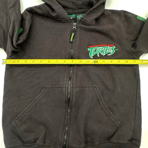 TMNT Kids Black Full Zip Hoodie Vintage Y2K 2003 Smackdown Machine Sz 10/12