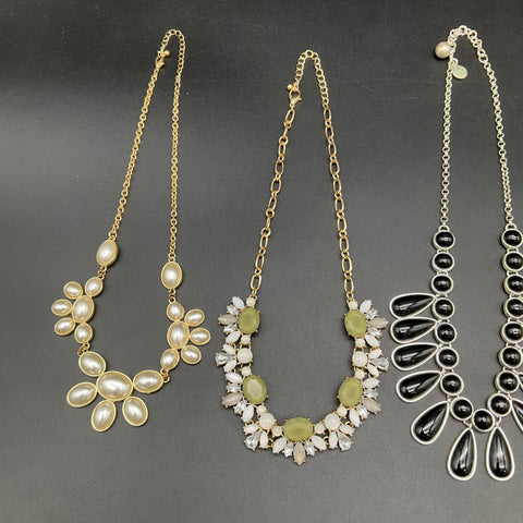 Liz Claiborne & Mixed Statement Necklaces Jewelry Lot of 6 Gold Silver Tone
